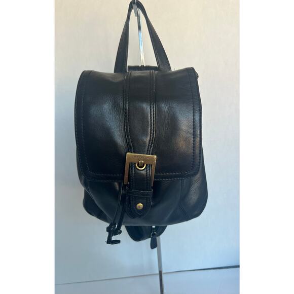 Sereta Premium Soft Black Leather Gold Accent Mini Backpack Shoulder Bag Purse - Picture 3 of 14